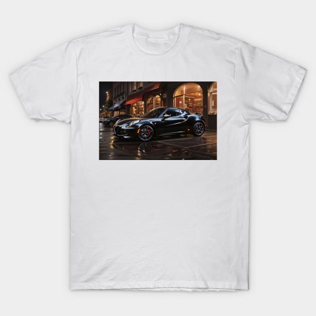 Beauty In Black - Alfa Romeo 4C T-Shirt by DeVerviers